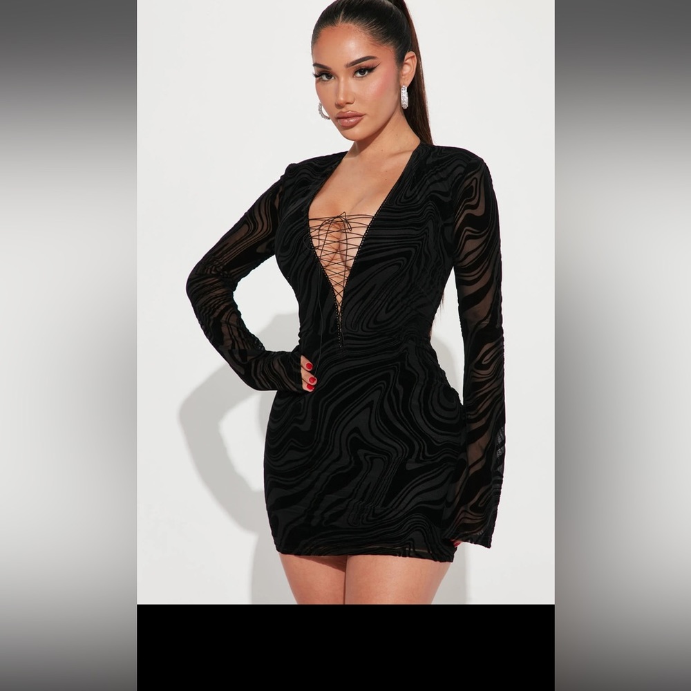 Caught up mesh mini dress - BLACK
